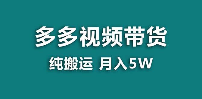 【蓝海项目】拼多多视频带货 纯搬运一个月搞了5w佣金，小白也能操作 送工具-资源智库