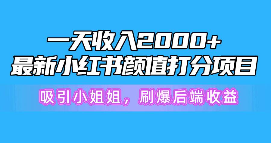 一天收入2000+，最新小红书颜值打分项目，吸引小姐姐，刷爆后端收益-资源智库