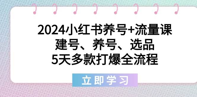 2024小红书养号+流量课：建号、养号、选品，5天多款打爆全流程-资源智库