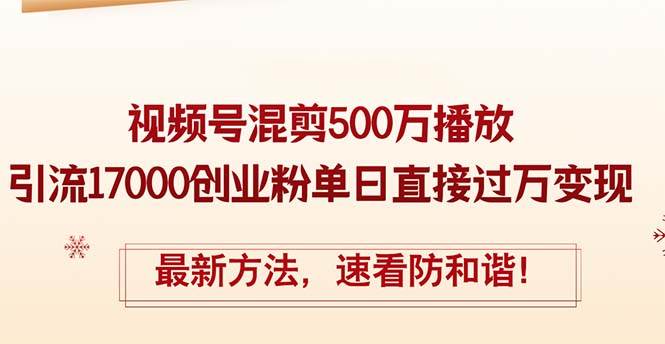精华帖视频号混剪500万播放引流17000创业粉,单日直接过万变现,最新方…-资源智库