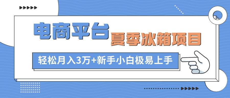 电商平台夏季冰箱项目，轻松月入3万+，新手小白极易上手-资源智库