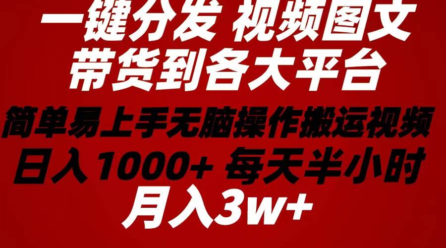 2024年 一键分发带货图文视频  简单易上手 无脑赚收益 每天半小时日入1…-资源智库