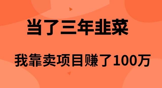 当了3年韭菜，我靠卖项目赚了100万-资源智库