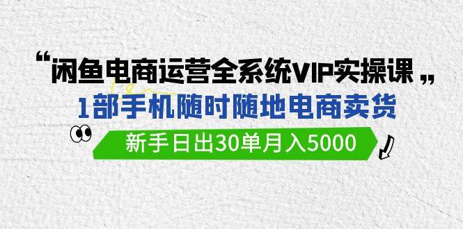 闲鱼电商运营全系统VIP实战课，1部手机随时随地卖货，新手日出30单月入5000-资源智库