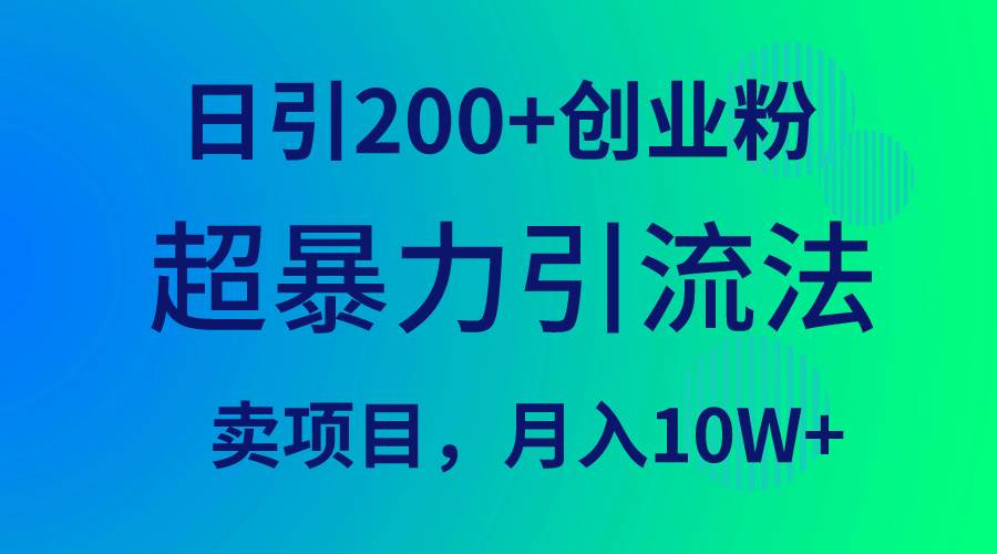 超暴力引流法，日引200+创业粉，卖项目月入10W+-资源智库