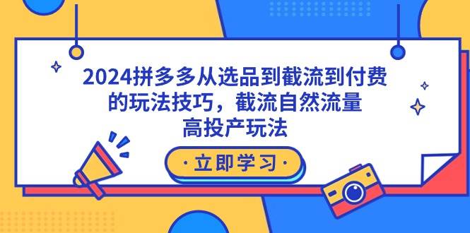 2024拼多多从选品到截流到付费的玩法技巧，截流自然流量玩法，高投产玩法-资源智库