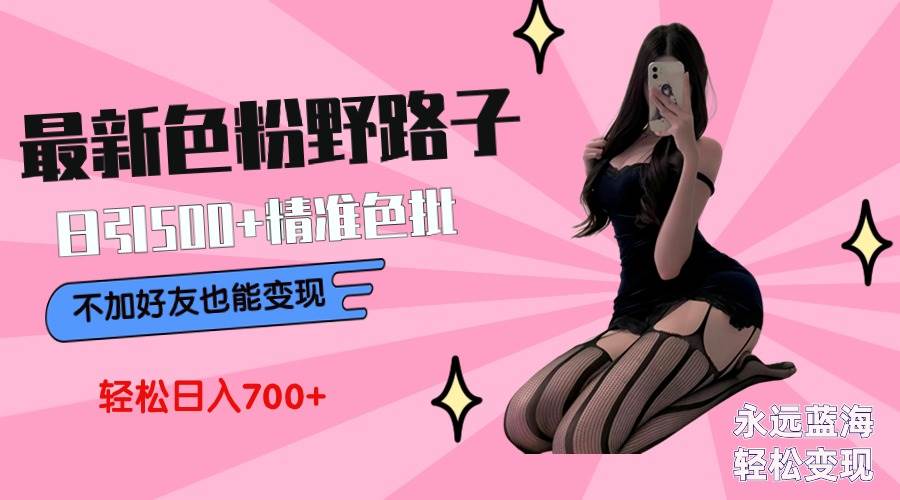 最新色粉变现野路子，日引500+老色批 可不加好友直接变现 小白轻松日入700+-资源智库