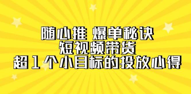 随心推 爆单秘诀，短视频带货-超1个小目标的投放心得（7节视频课）-资源智库