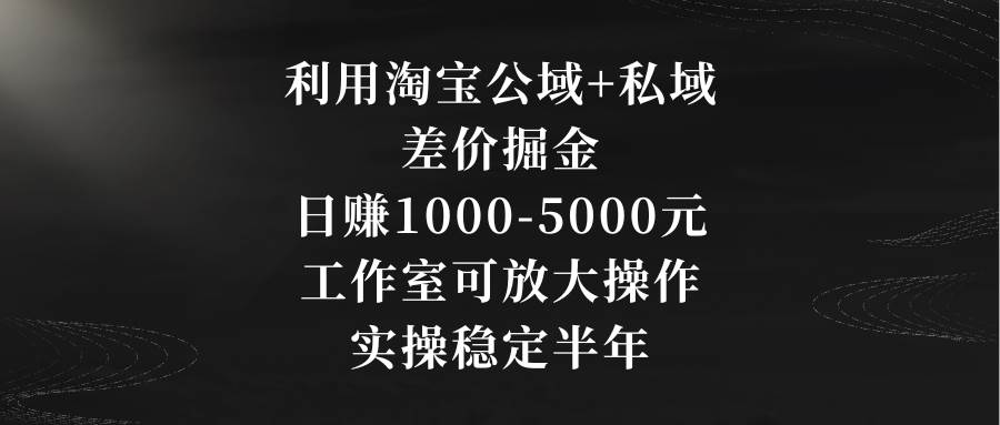 利用淘宝公域+私域差价掘金，日赚1000-5000元，工作室可放大操作，实操…-资源智库