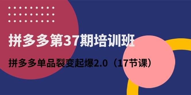 拼多多第37期培训班：拼多多单品裂变起爆2.0（17节课）-资源智库