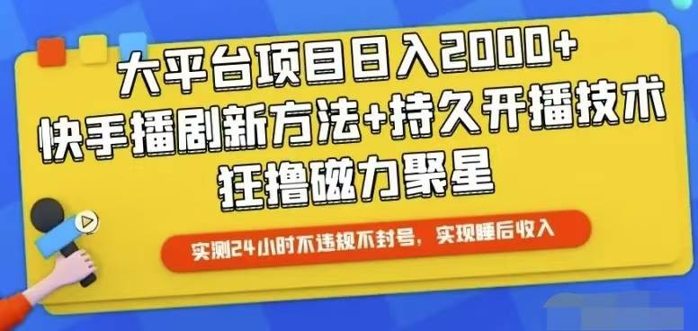 快手24小时无人直播，真正实现睡后收益-资源智库