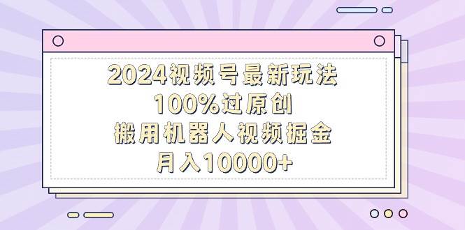 2024视频号最新玩法，100%过原创，搬用机器人视频掘金，月入10000+-资源智库