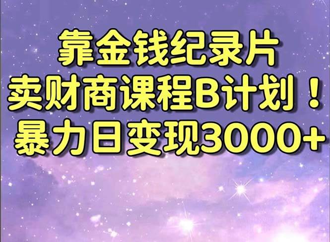 靠金钱纪录片卖财商课程B计划！暴力日变现3000+，喂饭式干货教程！-资源智库