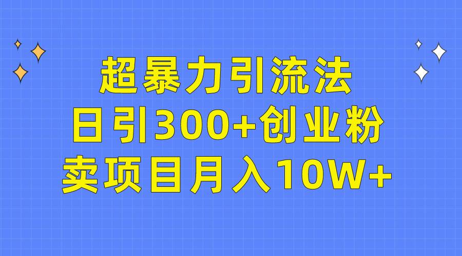 超暴力引流法，日引300+创业粉，卖项目月入10W+-资源智库